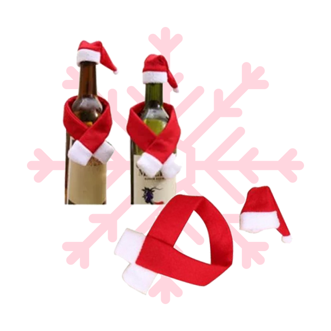 Christmas Hat and Scarf for Wine Bottle